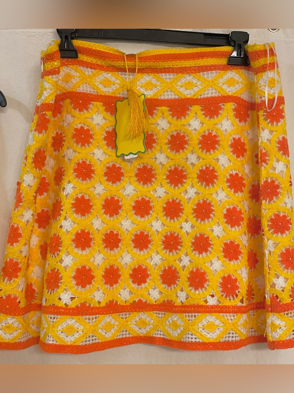 Chelsea & Violet Skirt & Tank in Orange-Yellow Crochet. NWT. Size Large. Funwear